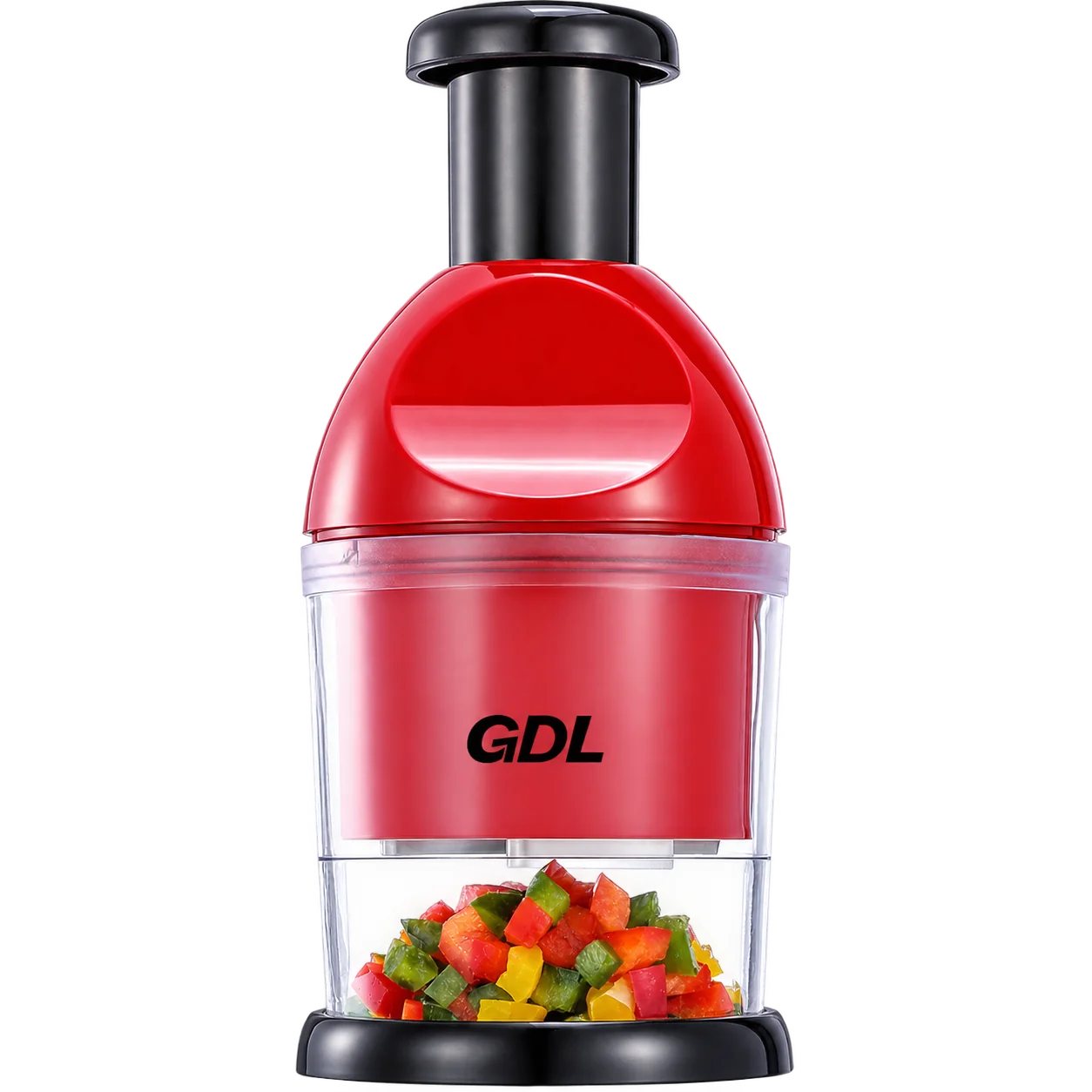 Manual food chopper for dicing veggies for Greek pasta salad