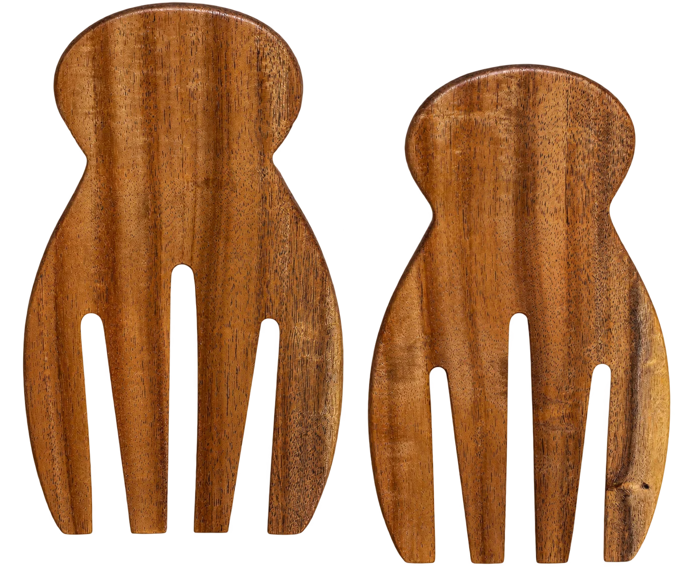Wooden salad tongs for tossing Greek pasta salad