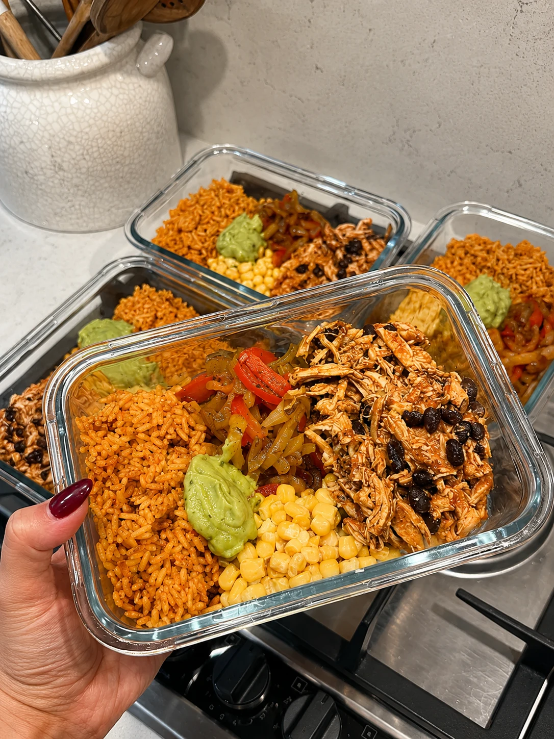 Chicken burrito bowls meal prep