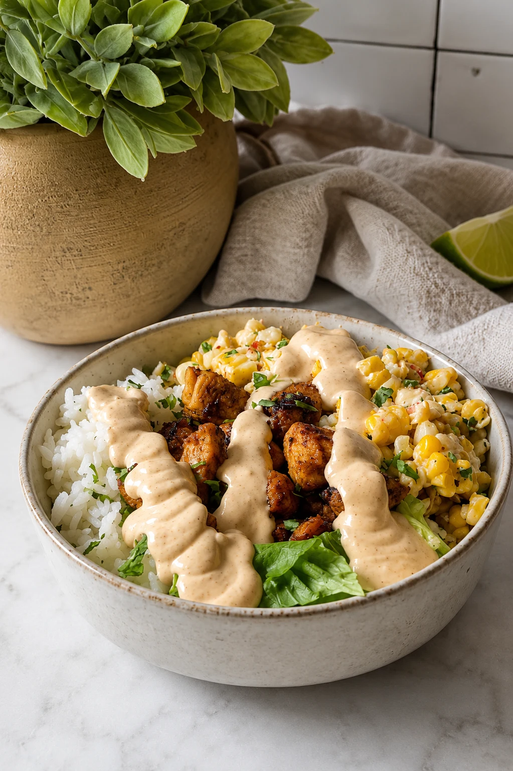 Chicken rice bowl from the $25-a-week dinner meal prep plan
