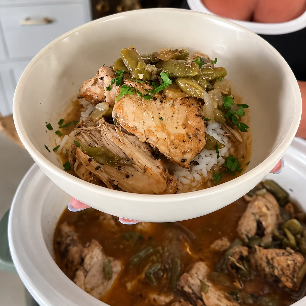 Dump-and-go crockpot chicken and green beans