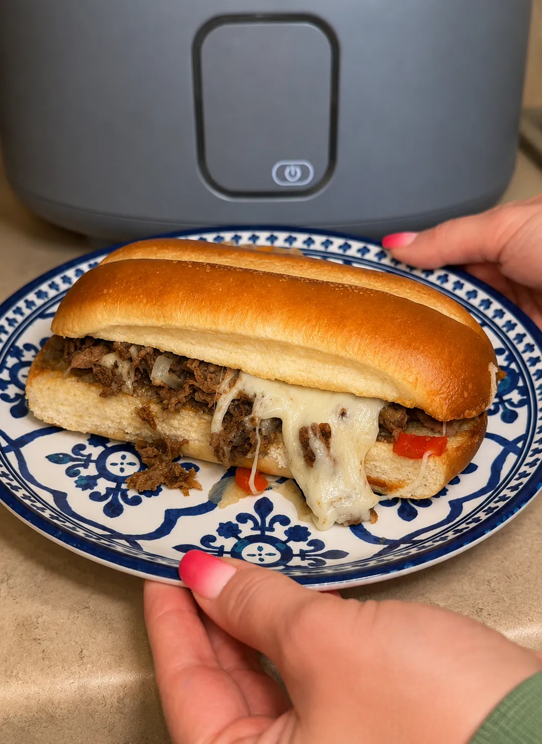 Crockpot Chicken Philly Cheesesteak