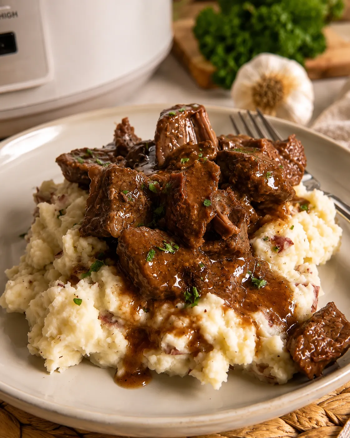 Crock Pot Steak Bites and Potatoes