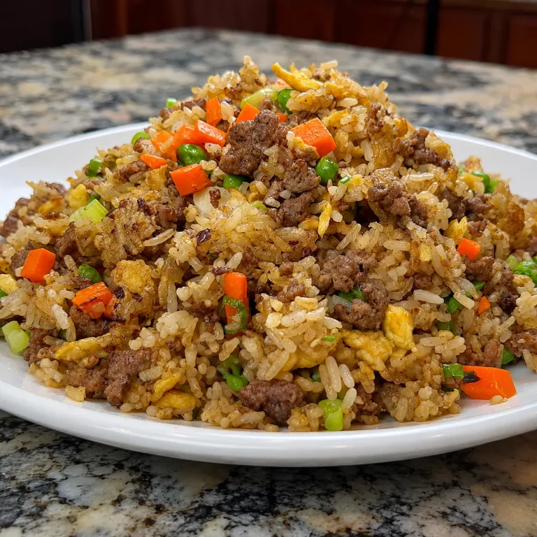 Plate of easy beef fried rice
