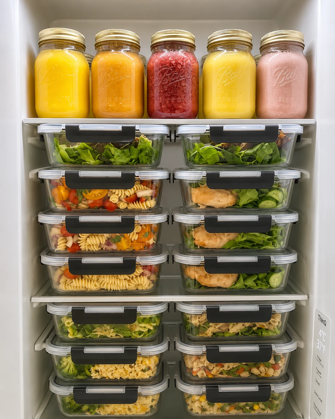 Weekly college meal prep packed in a mini fridge