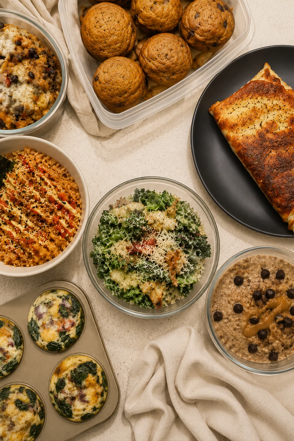 College meal prep containers and high-protein meals for the week