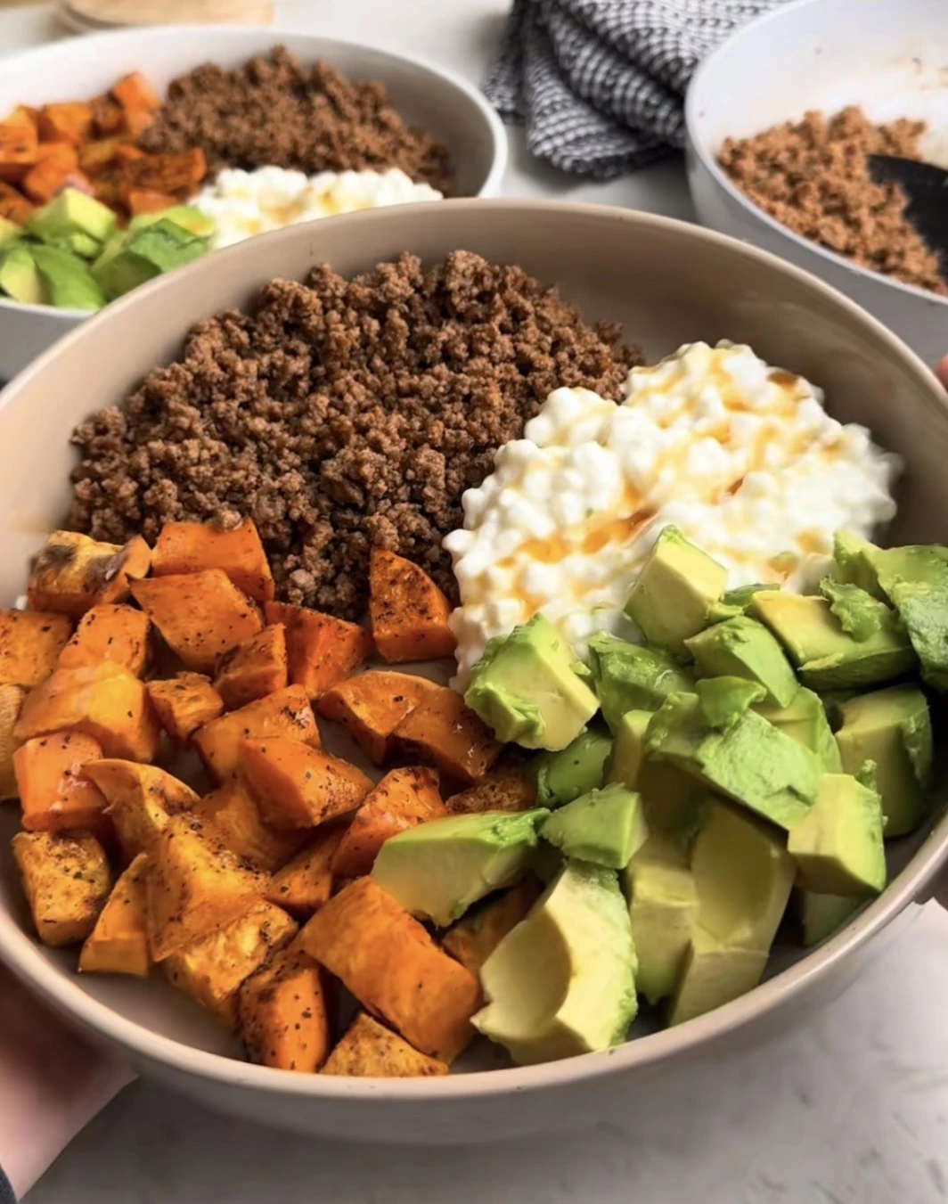 High protein sweet potato beef bowl for easy weekly meal prep